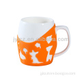 animal design ceramic mugs with silicone band